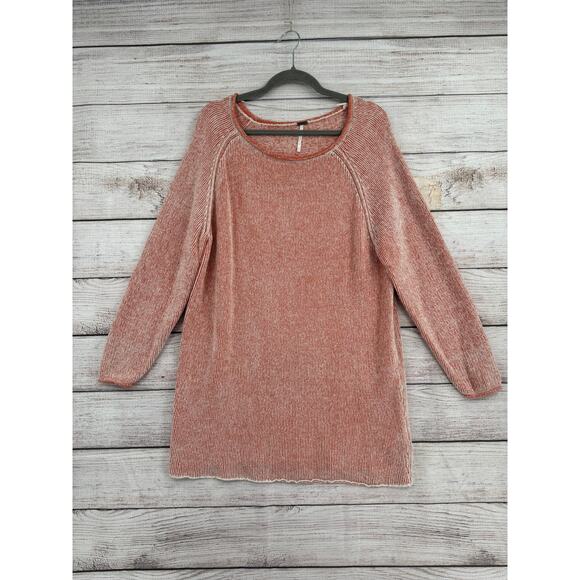 Free People Striped Super Soft Tunic Sweater Womens Small Pink Orange White - Picture 1 of 12